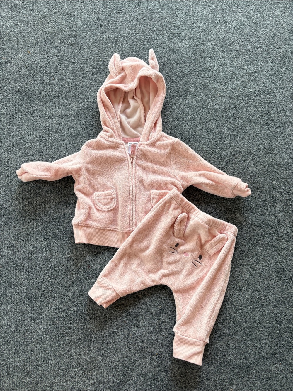 Carter's Light Pink Plush Hooded Zip Set